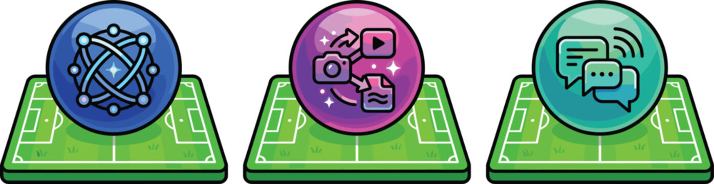 Sports Technology Network Communication Chat Messaging Social Media Digital Platform Icons sheet