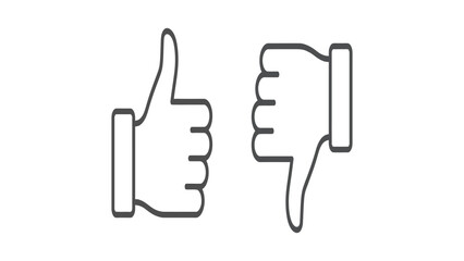 Thumbs up and thumbs down icons represent opposing feedback options on a clean white background. © Adam