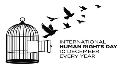 Birdcage with an open door symbolizes freedom during the International Human Rights Day celebration. © Adam