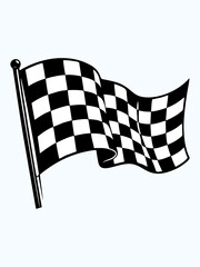Naklejka premium A black and white checkered racing flag flies from a pole.