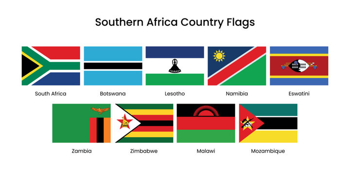 Southern African flags collection vector elements
