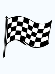 Naklejka premium A black and white checkered racing flag flies from a pole.