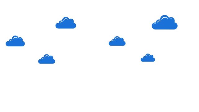 2D Animated Blue Clouds Moving animation on White Background. 
