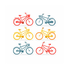 Fototapeta premium Colorful flat design bicycles illustration