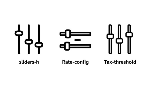 Digital configuration and parameter adjustment interface icons with settings configuration threshold interface parameter application software interactive management customization experience