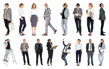 Obraz premium PNG Diverse business professionals posing confidently on transparent background