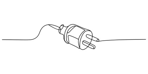 Obraz premium Simple line art illustration of an electrical power plug adapter