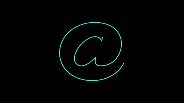 Minimal Neon At Symbol Animation on Black Background