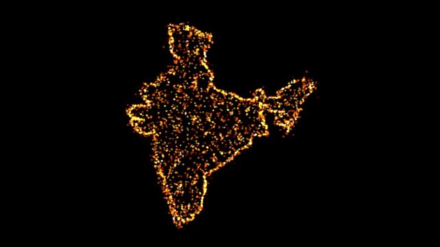 3D animation of the Indian map outline forming with glowing abstract flame and heat effects, representing India's geography and digital art.