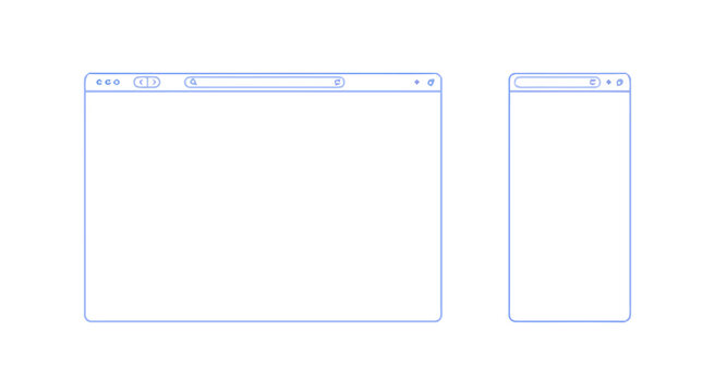 Minimalist browser and mobile window frames, digital UI design