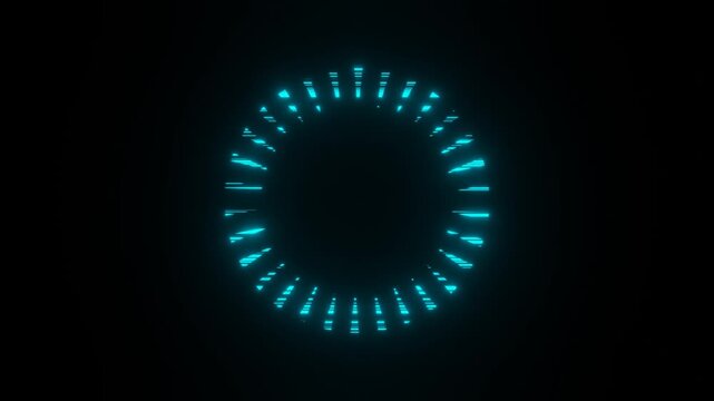 Glowing cyan radial dial pattern with wavy pulsing animation effect