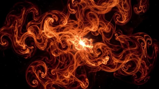 Fiery Orange and Red Smoke Swirling in Dark Abstract Background for Dramatic Energy Visuals