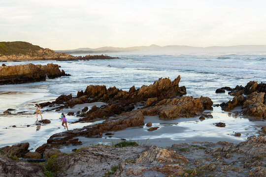 Sunset and dusk settling over beautiful Kammabaai Beach, Hermanus, South Africa
