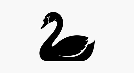 Elegant black swan silhouette icon. © Sendal