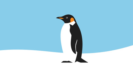 Emperor penguin standing in arctic snow landscape. © Sendal
