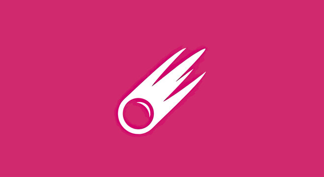 Falling comet meteor icon on magenta background