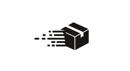Fast shipping box icon with motion lines © Sendal
