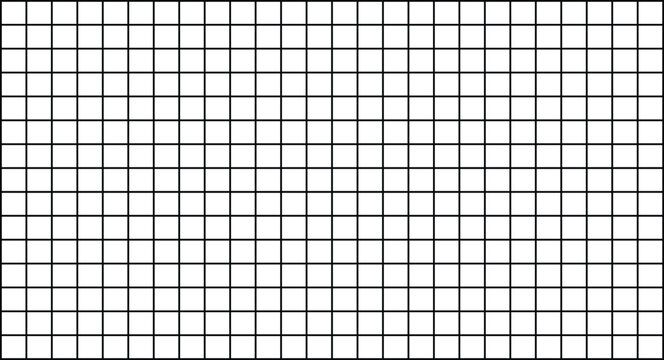 Seamless pattern of black grid lines on a, square graph paper texture, simple geometric vector illustration