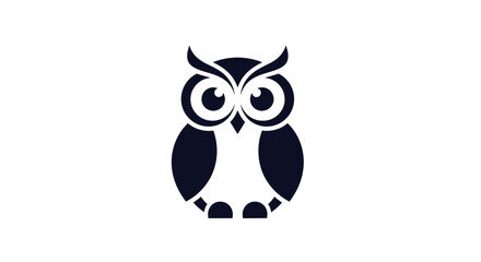 Fototapeta premium Front view of a stylized owl head icon.