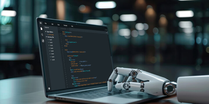 Software development programming on computer screen for brisk application and program coding