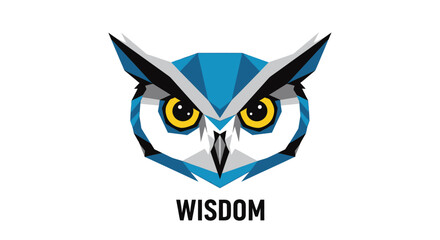 Obraz premium Geometric blue owl wisdom logo