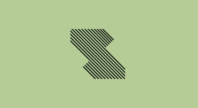 Geometric diagonal stripe shape on green background.