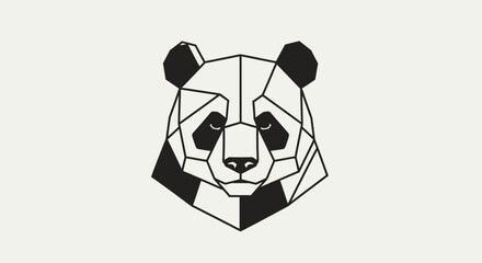 Geometric low poly panda bear face © Sendal