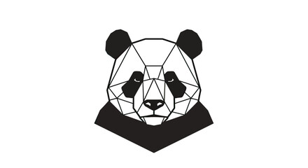 Geometric low poly panda head black icon. © Sendal