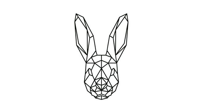 Geometric low poly rabbit head line art illustration.