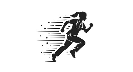 Obraz premium A woman running with speed and motion.
