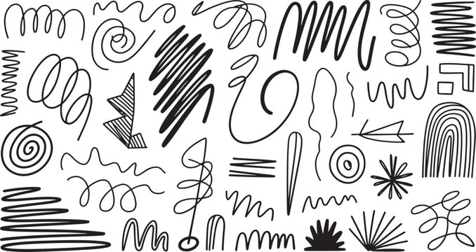 Abstract Brush Scribbles and Ink Texture Elements
