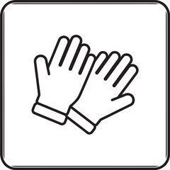Obraz premium Gloves Outline Icon, Two Overlapping Line Art Gloves with Thick Black Stroke on White Background, Simple Graphic Symbol