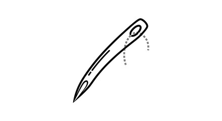 Obraz premium Sewing Needle with Thread Loop, Handcraft Tool, Close-up Illustration