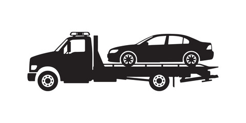 Naklejka premium Tow truck carrying a car