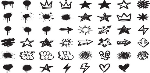 40+ Premium Street Art Graffiti Elements Collection – Urban Spray Paint & Grunge Vector Asset Set © Samrat