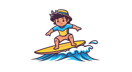Fototapeta premium Young boy surfing on a wave on a sunny day