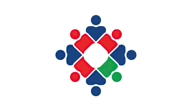 Diverse people group icon in colorful diamond shape.