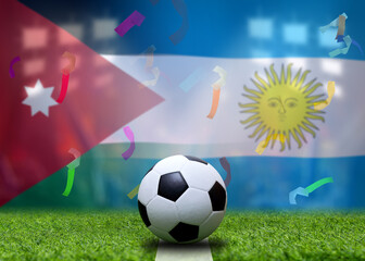 Naklejka premium Football Cup competition between the national Argentina and national Jordan.