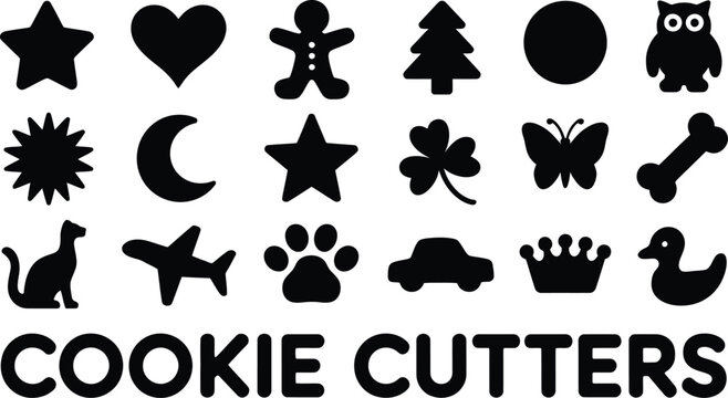 Cookie cutter icons. Collection of shapes for baking and crafts.