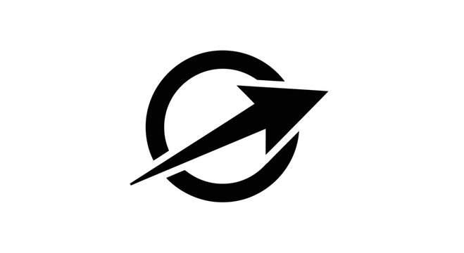 Dynamic black arrow swoosh within a circular border