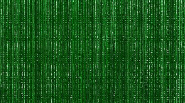 Digital Data Stream Background with Green Numerical Code and Matrix Effect