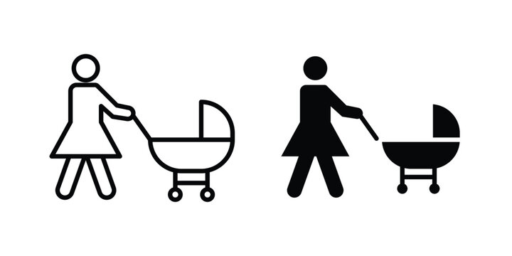 Woman with Baby Stroller icon