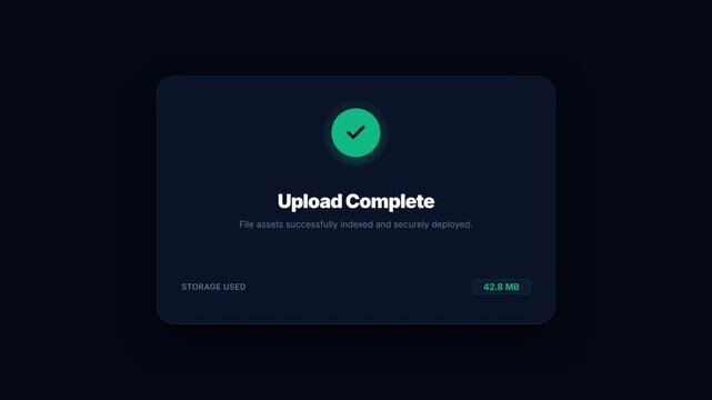 Cloud file uploading progress animation, blue upload screen with progress bar filling up to 45 percent, seamless loop, symbolizing data transfer and file sharing