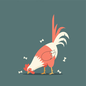 Rooster touches ground in cartoon illustration