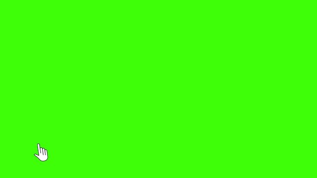 hand cursor clicked cursor and isolated on green screen,  mouse cursor click animation. 4K video
