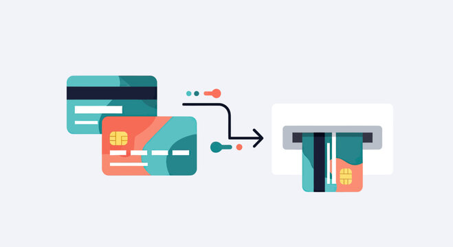 Credit card payment processing and bank transaction concept