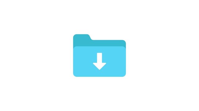Folder icon with downloading files animation isolated on white background