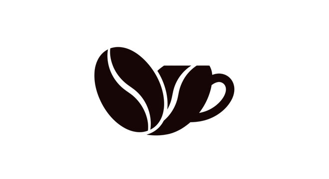 Creative coffee bean and cup silhouette logo.
