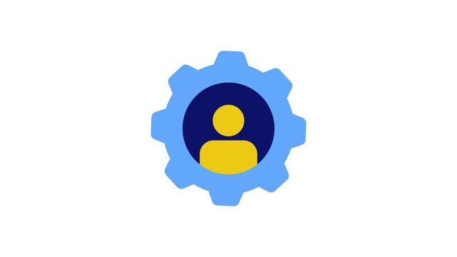 Human resources gear icon animation isolated on white background