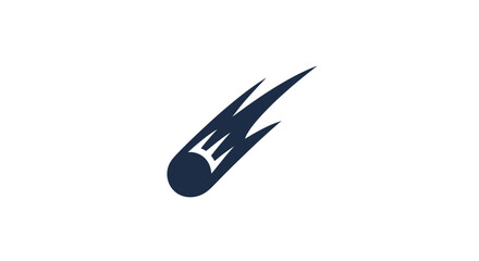 Dark blue meteor icon with letter E. © NAFAS KUDA